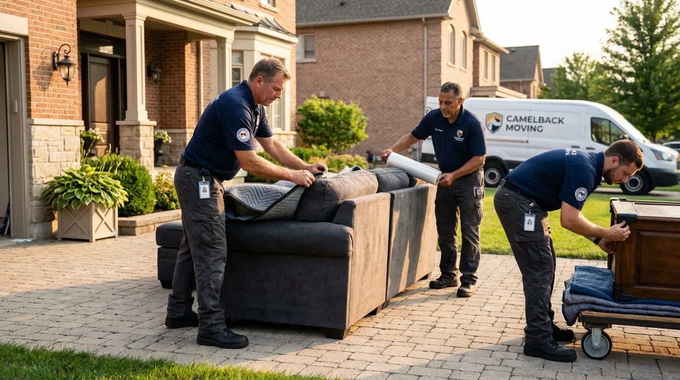 Large estate moving crew wrapping furniture in Augusta, AR
